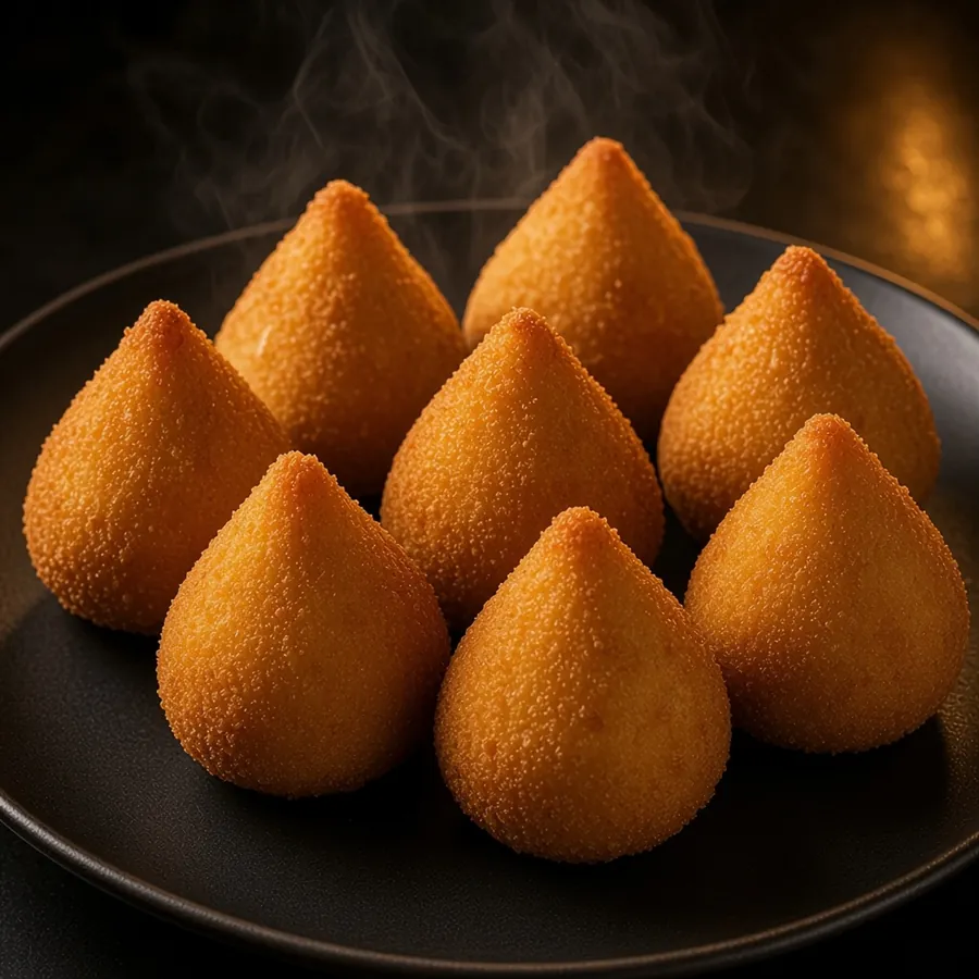 Coxinha Pequena on a dark plate